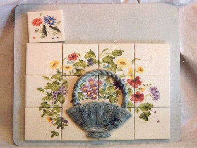 Relief basket on a hand-painted mural